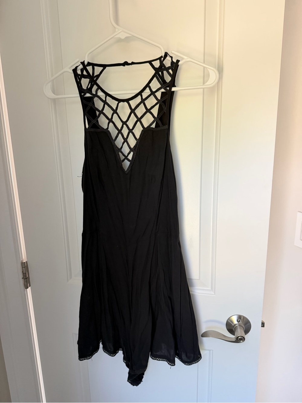 Black Lattice-Back Romper Jumpsuit